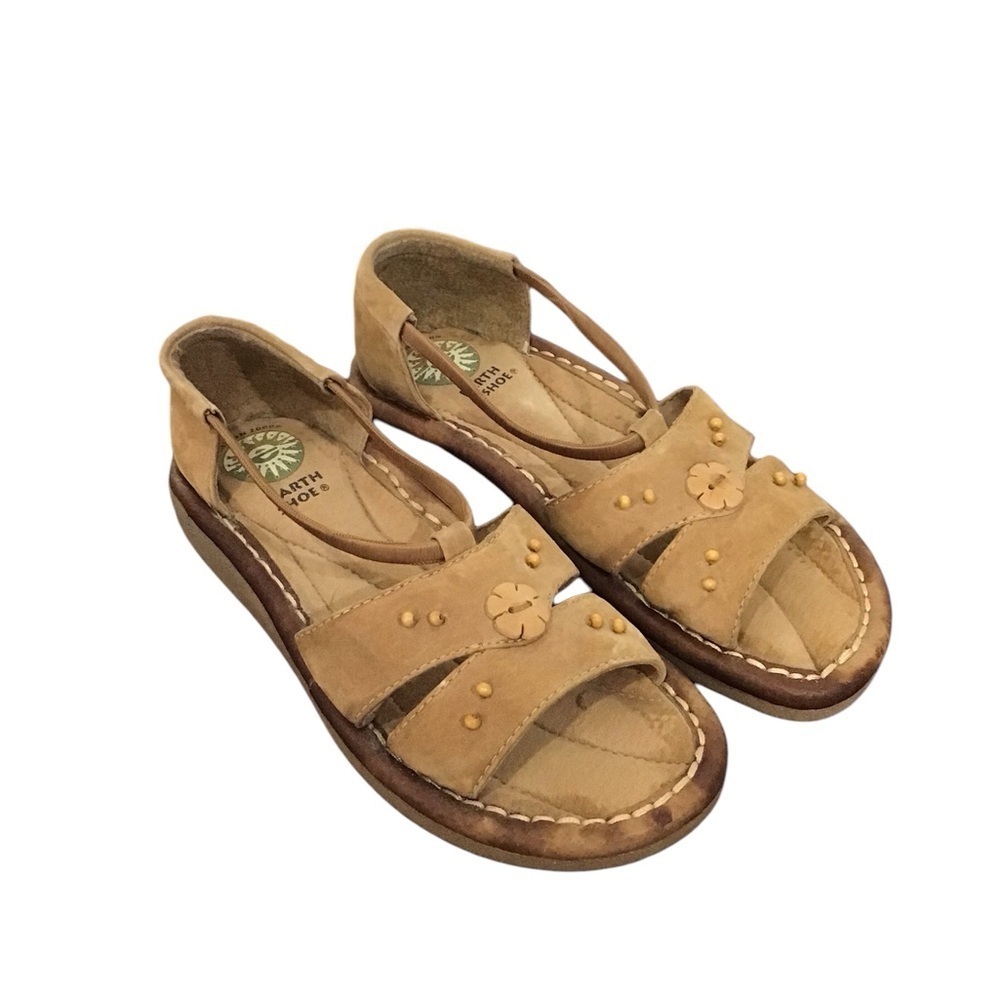 Earth Shoe Gelron 2000 Brown Suede Leather Slip On Sandals Size 6W